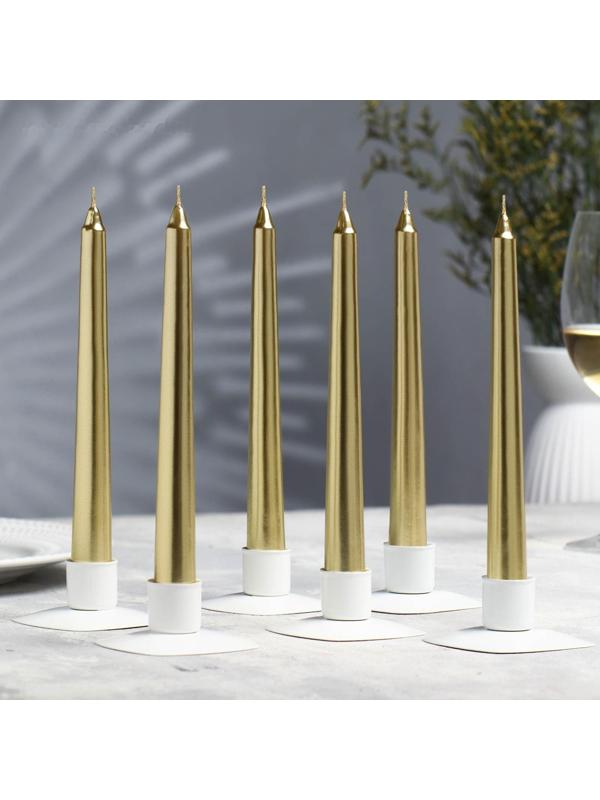 Набор Свечей античных, 1,9х 20 см, 6 штук, золотой металлик