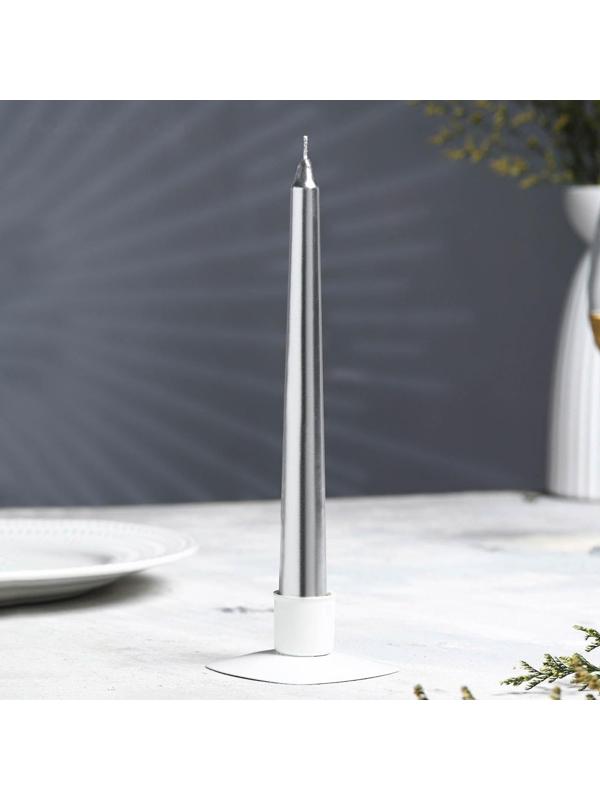 Набор Свечей античных, 1,9х 20 см, 6 штук, серебряный металлик