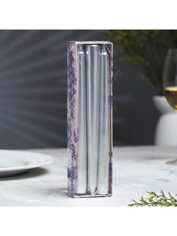 Набор Свечей античных, 1,9х 20 см, 6 штук, серебряный металлик