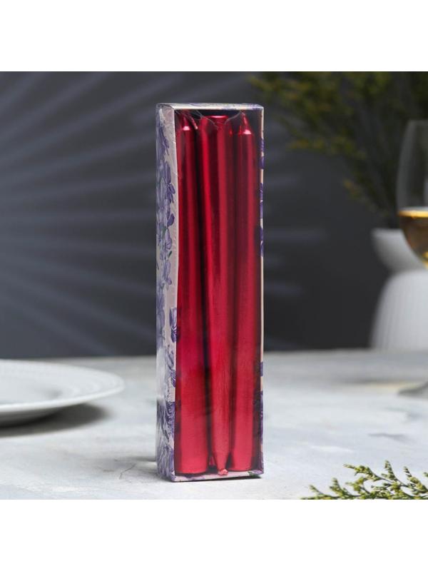 Набор Свечей античных, 1,9х 20 см, 6 штук, рубиновый металлик