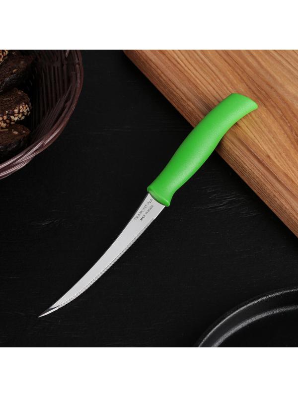 Нож кухонный для помидоров/цитрусовых Athus, лезвие 12,5 см, сталь AISI 420, цвет зелёный