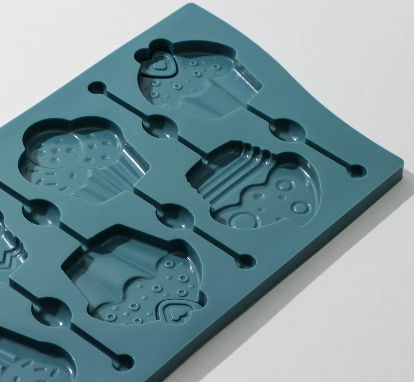 Форма для леденцов Доляна «Капкейк», 27,5×16,5 см, 6 ячеек (6×7 см), цвет МИКС