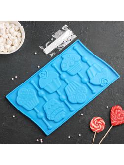 Форма для леденцов Доляна «Капкейк», 27,5×16,5 см, 6 ячеек (6×7 см), цвет МИКС