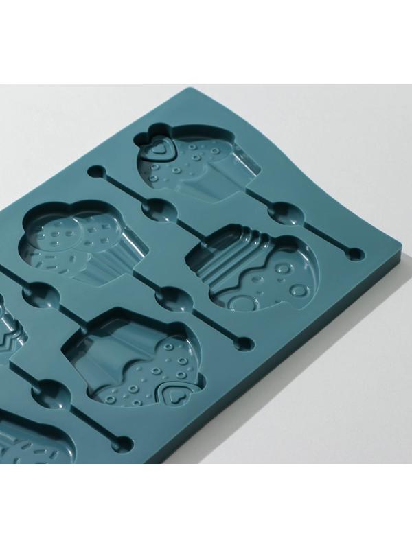 Форма для леденцов Доляна «Капкейк», 27,5×16,5 см, 6 ячеек (6×7 см), цвет МИКС