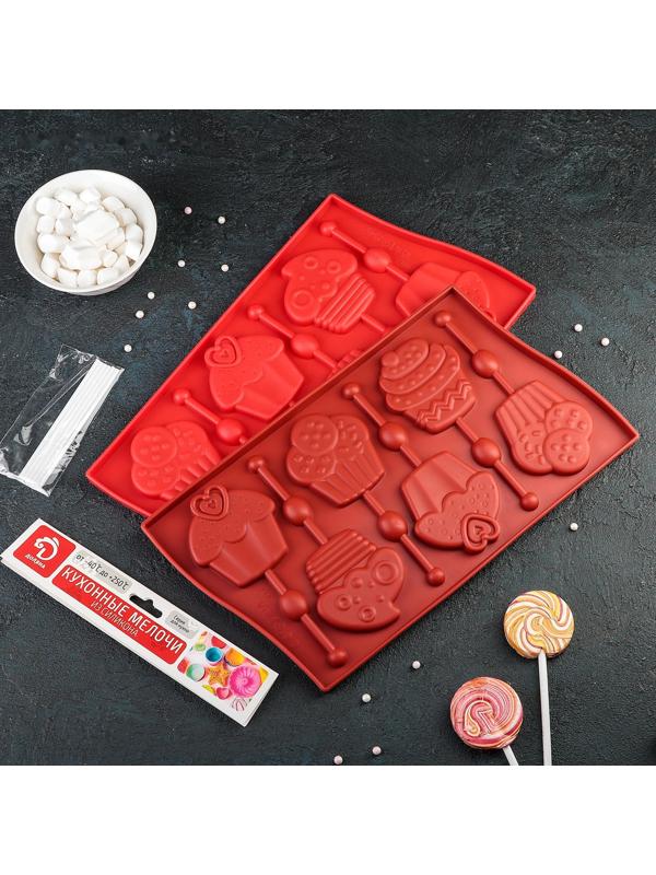 Форма для леденцов Доляна «Капкейк», 27,5×16,5 см, 6 ячеек (6×7 см), цвет МИКС