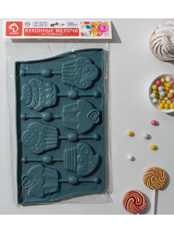 Форма для леденцов Доляна «Капкейк», 27,5×16,5 см, 6 ячеек (6×7 см), цвет МИКС