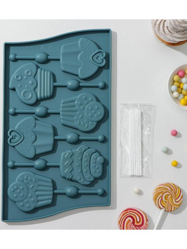 Форма для леденцов Доляна «Капкейк», 27,5×16,5 см, 6 ячеек (6×7 см), цвет МИКС