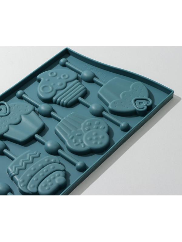 Форма для леденцов Доляна «Капкейк», 27,5×16,5 см, 6 ячеек (6×7 см), цвет МИКС