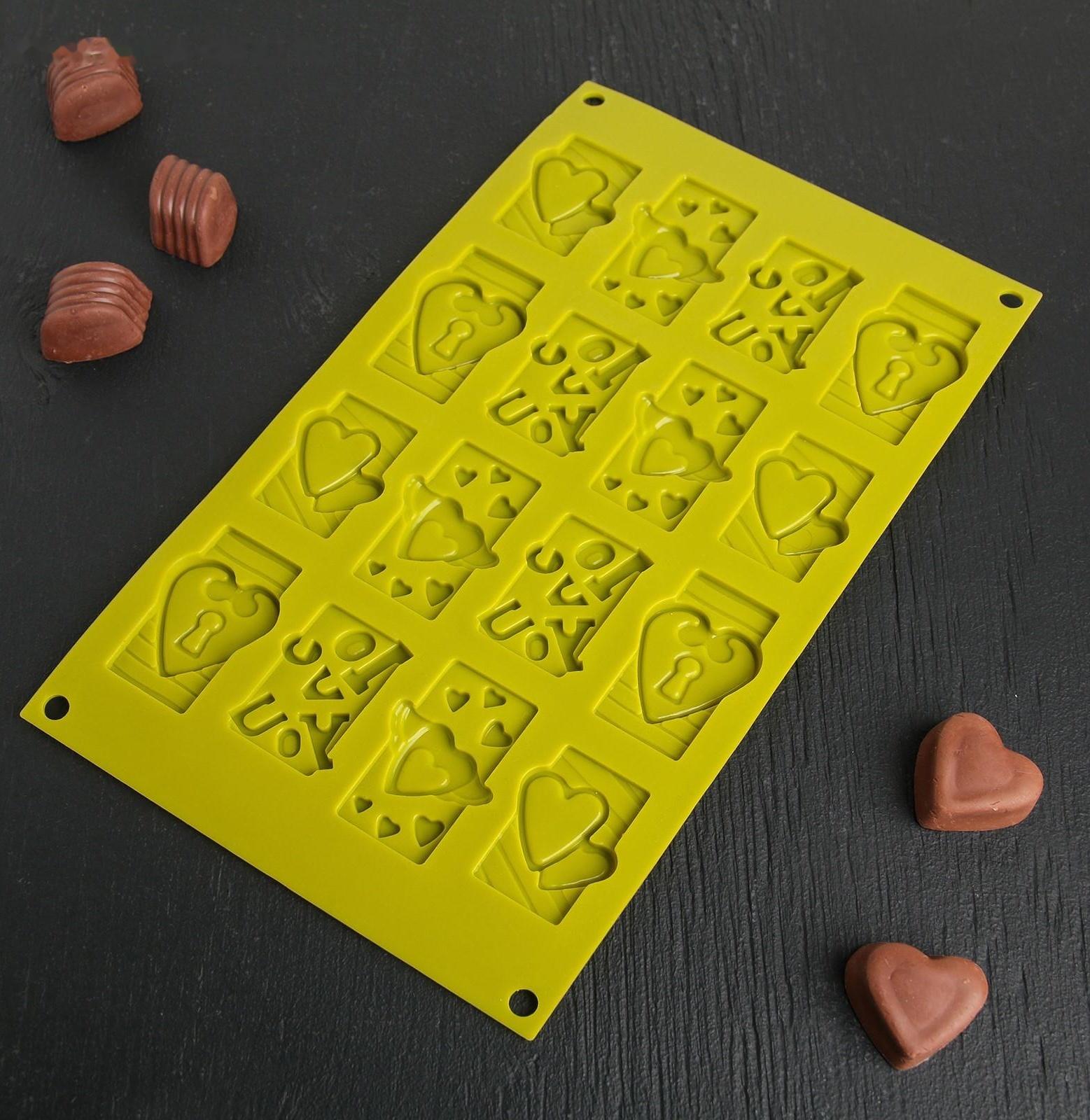 Форма для льда и кондитерских украшений Доляна «Любовь», 28,7×17,4 см, 16 ячеек (4,7×3,8 см), цвет МИКС