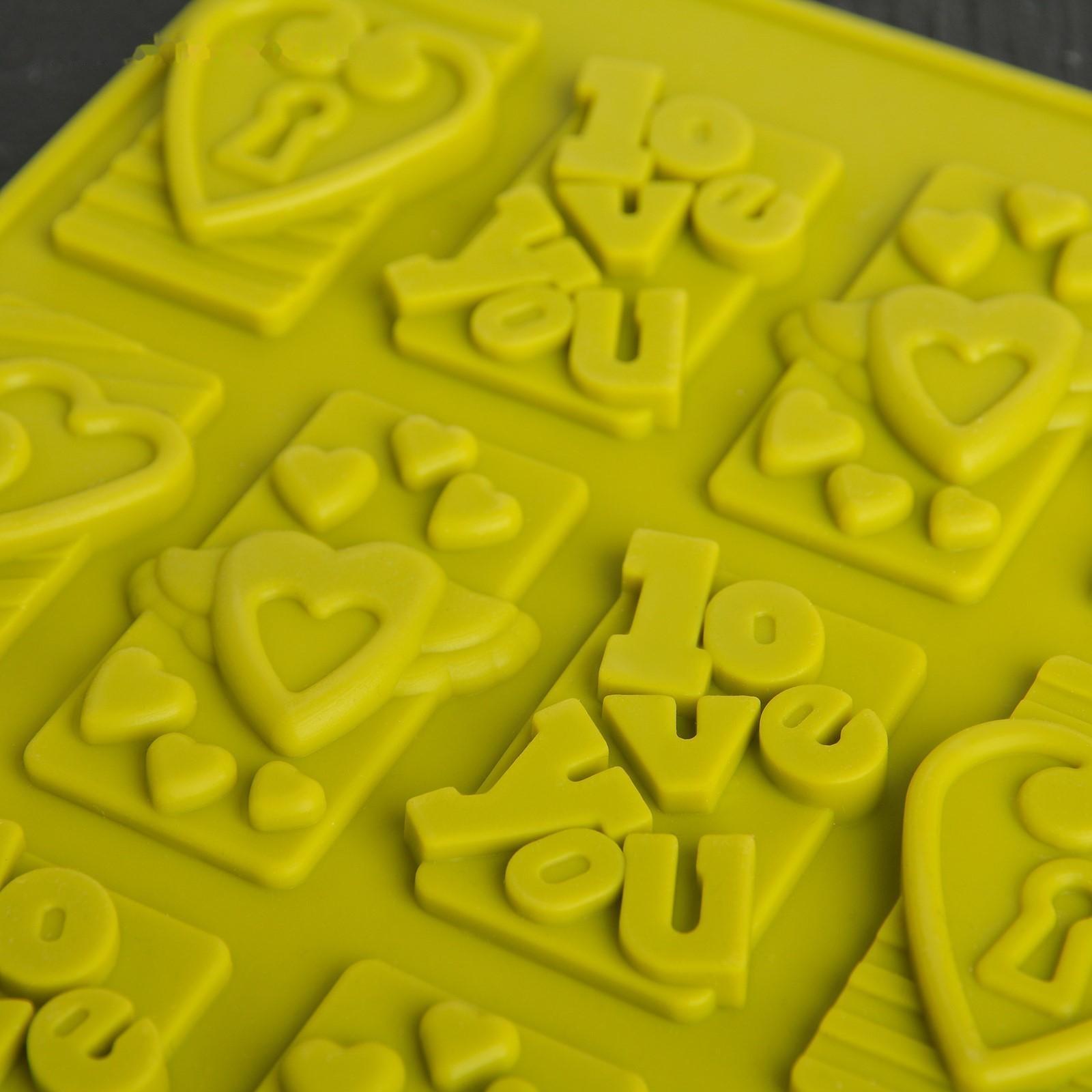 Форма для льда и кондитерских украшений Доляна «Любовь», 28,7×17,4 см, 16 ячеек (4,7×3,8 см), цвет МИКС