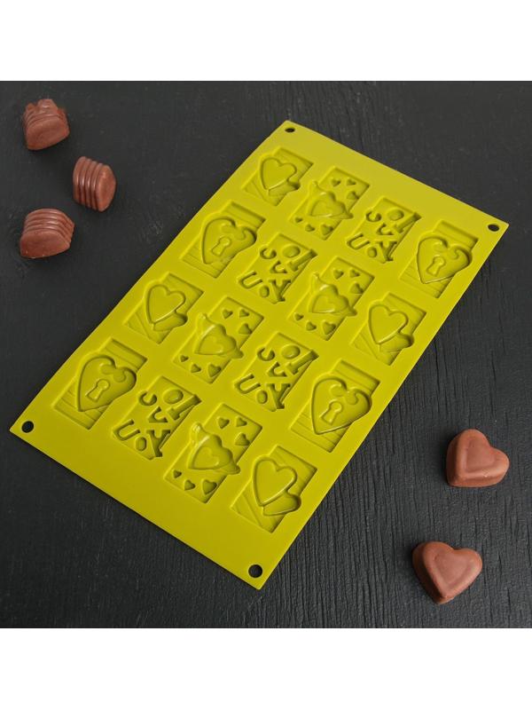 Форма для льда и кондитерских украшений Доляна «Любовь», 28,7×17,4 см, 16 ячеек (4,7×3,8 см), цвет МИКС