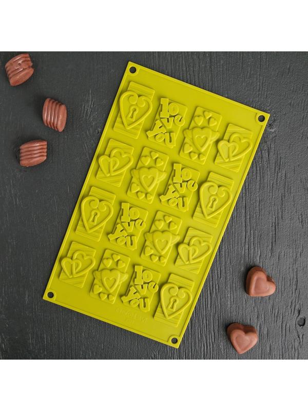 Форма для льда и кондитерских украшений Доляна «Любовь», 28,7×17,4 см, 16 ячеек (4,7×3,8 см), цвет МИКС