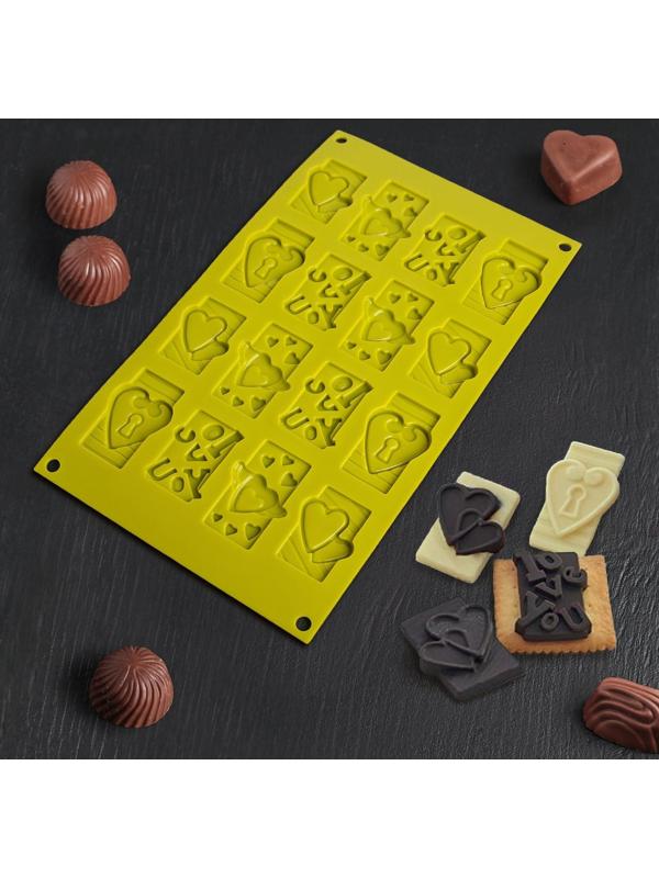 Форма для льда и кондитерских украшений Доляна «Любовь», 28,7×17,4 см, 16 ячеек (4,7×3,8 см), цвет МИКС