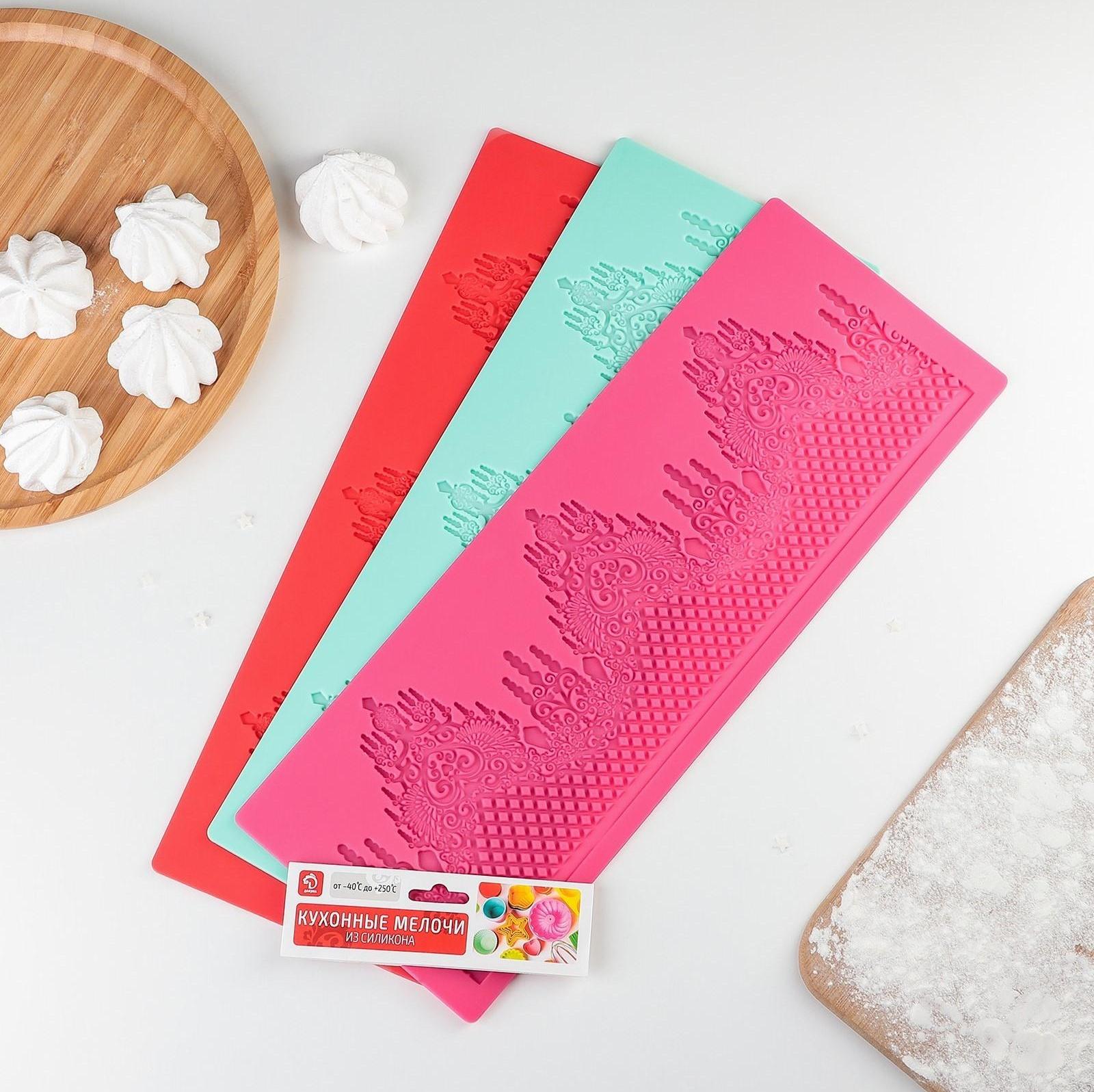 Коврик для айсинга силиконовый Доляна «Готичный узор», 36,5×13,5 см, цвет МИКС