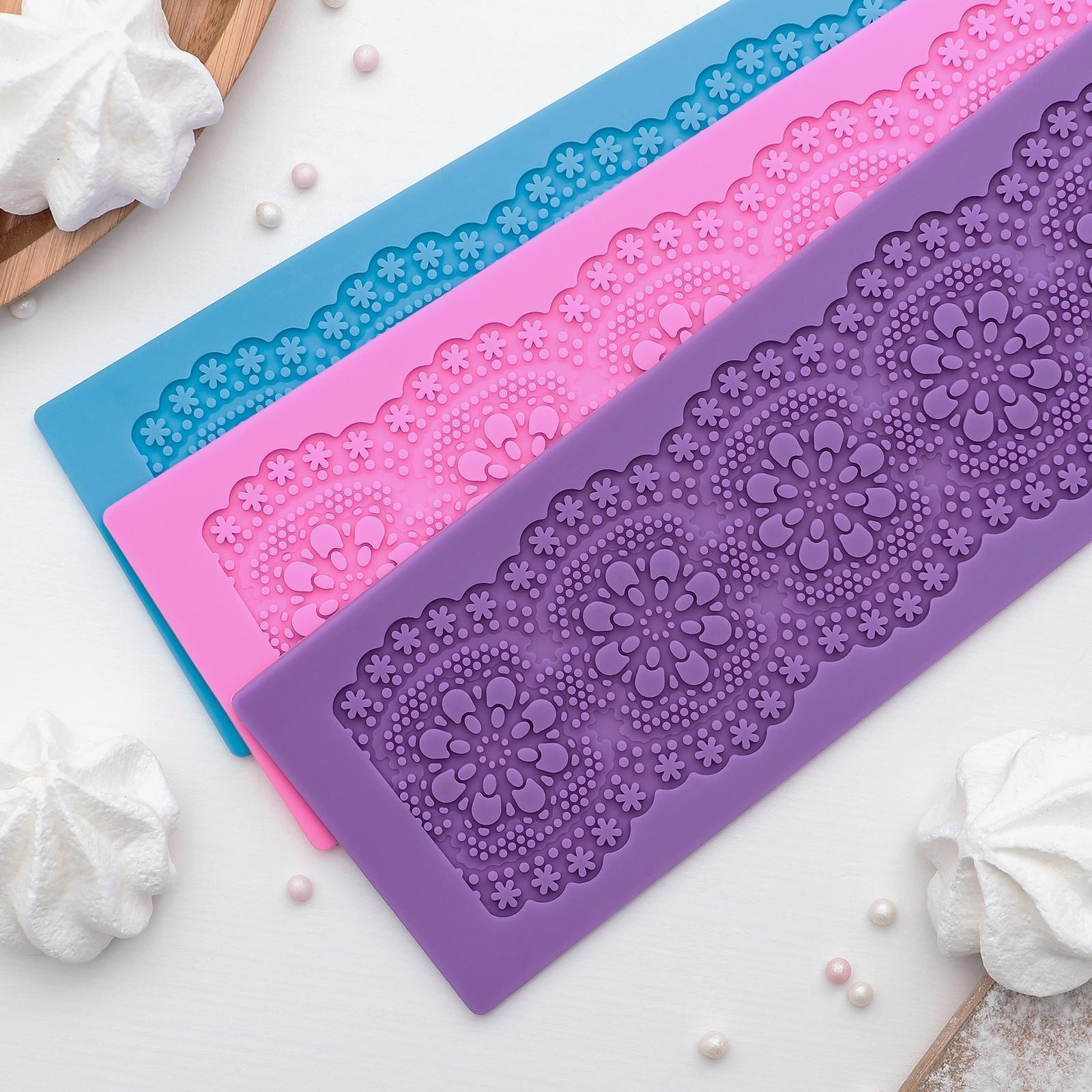 Коврик для айсинга силиконовый Доляна «Цветочное кружево», 40×8 см, цвет МИКС