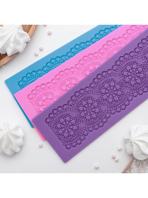 Коврик для айсинга силиконовый Доляна «Цветочное кружево», 40×8 см, цвет МИКС