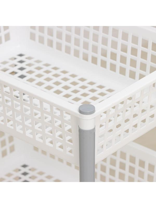 Этажерка напольная универсальная 3-х секционная, на колёсиках, цвет белый