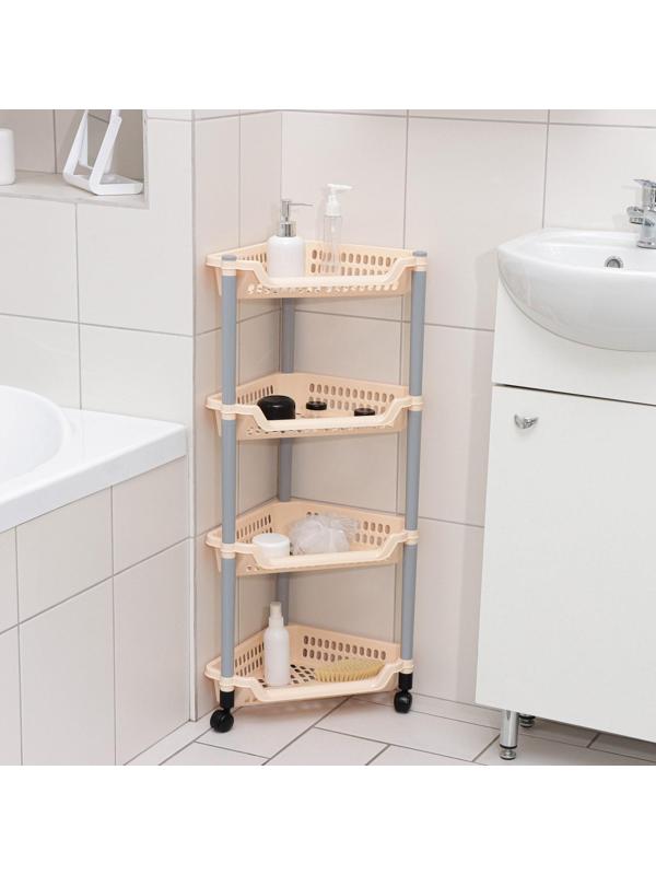 Этажерка напольная угловая 4-х секционная, на колёсиках, цвет МИКС