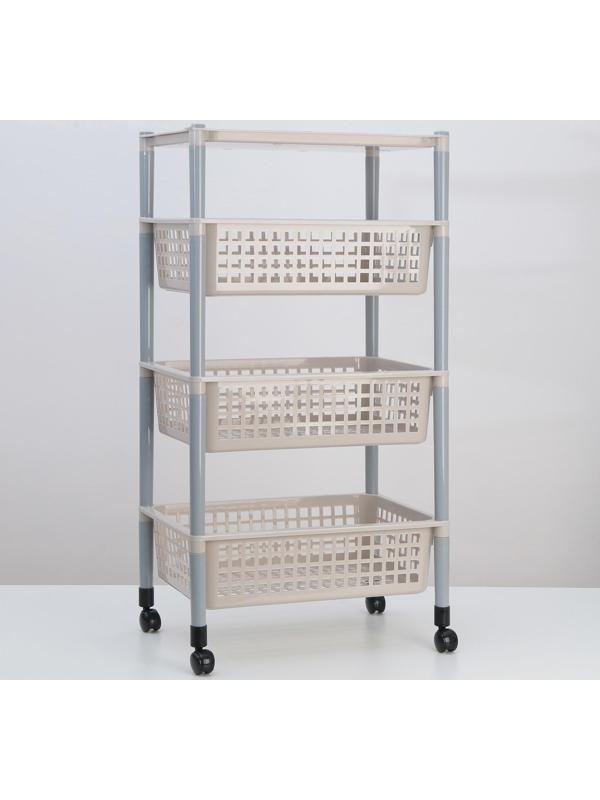Этажерка напольная 4-х секционная, на колёсиках, цвет МИКС