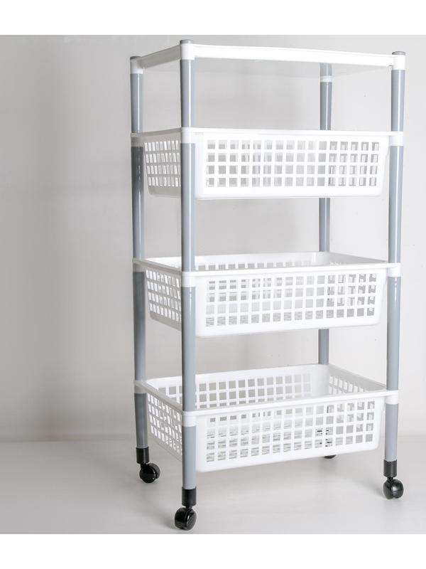 Этажерка напольная 4-х секционная, на колёсиках, цвет МИКС