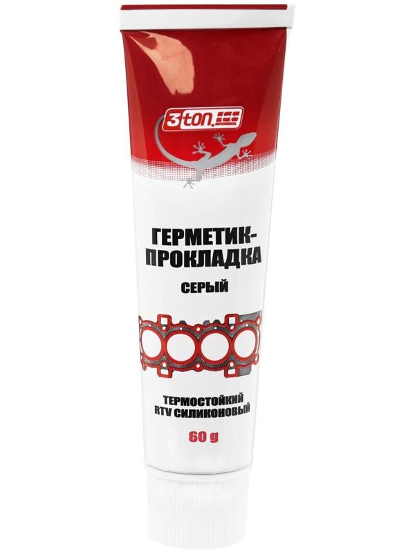 Автогерметик-прокладка 3ton, термостойкий, силиконовый, серый, 60 г ТР-101