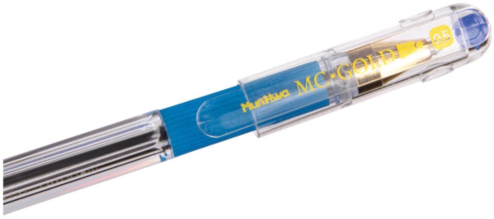 Ручка шариковая MunHwa MC Gold, узел 0.5 мм, чернила синие, штрихкод на ручке