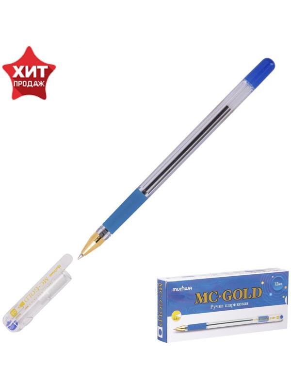 Ручка шариковая MunHwa MC Gold, узел 0.5 мм, чернила синие, штрихкод на ручке
