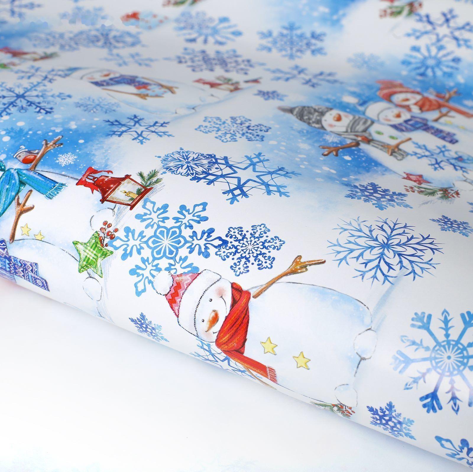 Бумага упаковочная глянцевая «Снеговички», 70 × 100 см / 10 шт.