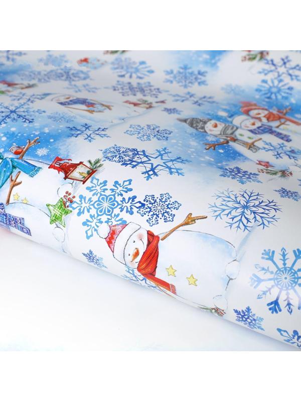 Бумага упаковочная глянцевая «Снеговички», 70 × 100 см / 10 шт.