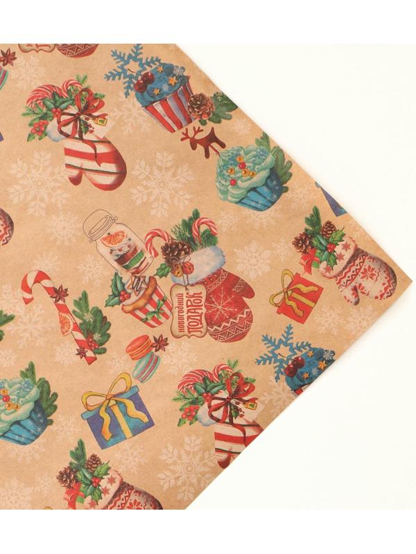 Бумага упаковочная крафтовая «Вкусный праздник», 50 × 70 см