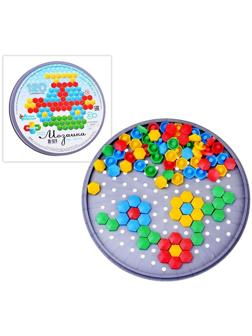 Мозаика шестигранная, 120 элементов (круглая пласт.коробка)