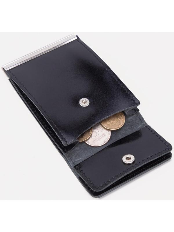 Зажим для купюр, отдел для монет, цвет чёрный