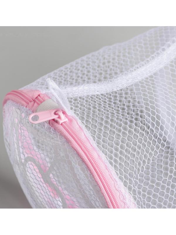 Мешок для стирки белья с диском Доляна, 15×15×19 см, крупная сетка, цвет белый