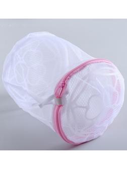 Мешок для стирки белья с диском Доляна, 15×15×19 см, мелкая сетка, цвет белый