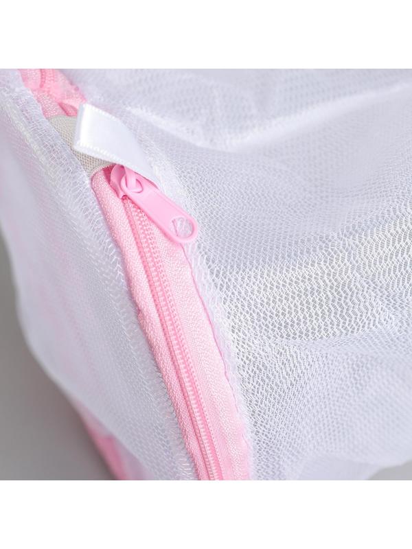 Мешок для стирки белья с диском Доляна, 15×15×19 см, мелкая сетка, цвет белый