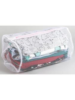 Мешок для стирки белья Доляна, 22×33×19 см, крупная сетка, цвет белый