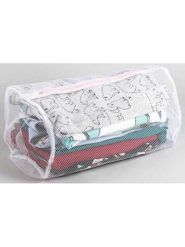 Мешок для стирки белья Доляна, 22×33×19 см, крупная сетка, цвет белый