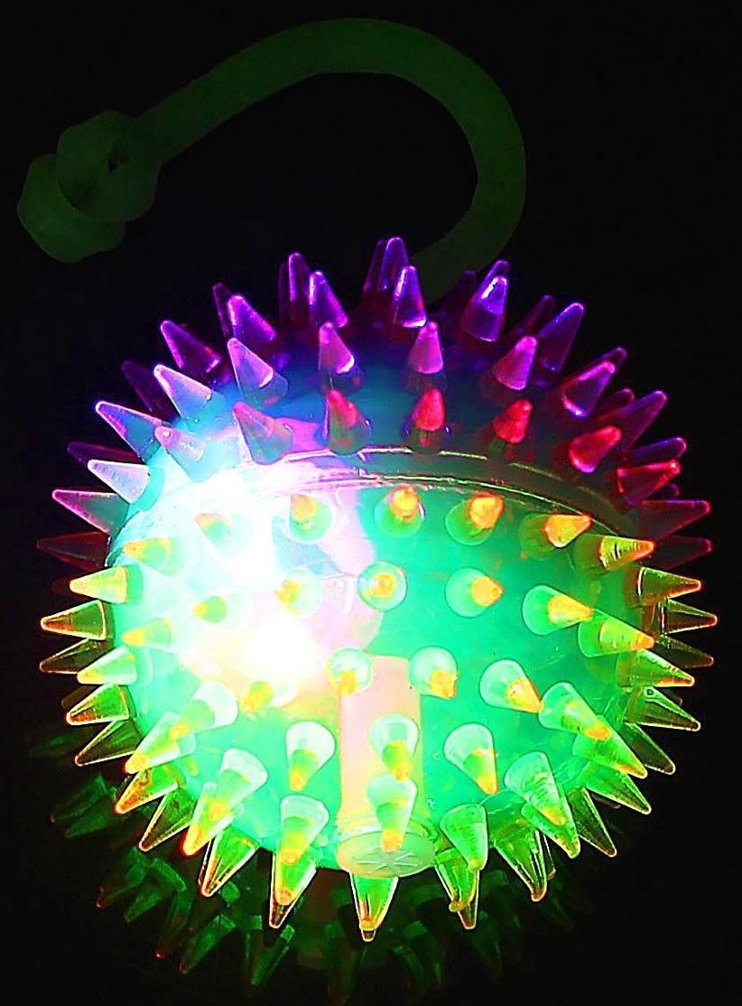 Мячик на резинке «Ёжик», световой, с пищалкой, 6,5 см, микс / 1 шт.