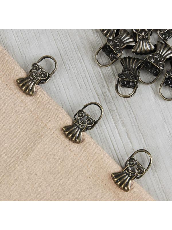 Зажим для штор «Ракушка», 30 × 15 мм, 10 шт, цвет бронзовый