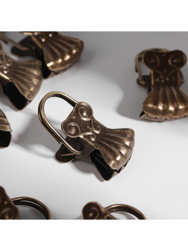 Зажим для штор «Ракушка», 30 × 15 мм, 10 шт, цвет бронзовый