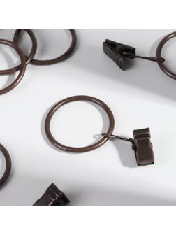 Кольцо для карниза, с зажимом, d = 32/38 мм, 10 шт, цвет медный