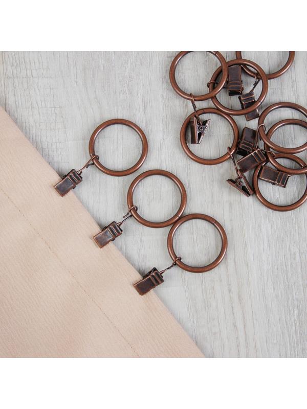 Кольцо для карниза, с зажимом, d = 32/38 мм, 10 шт, цвет медный