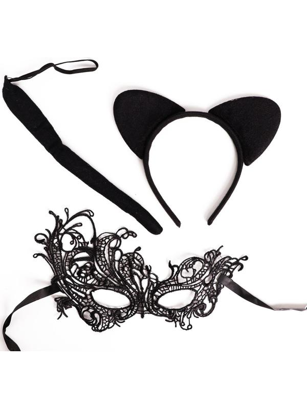 Карнавальный костюм взрослый «Женщина - кошка», ободок, хвостик, маска