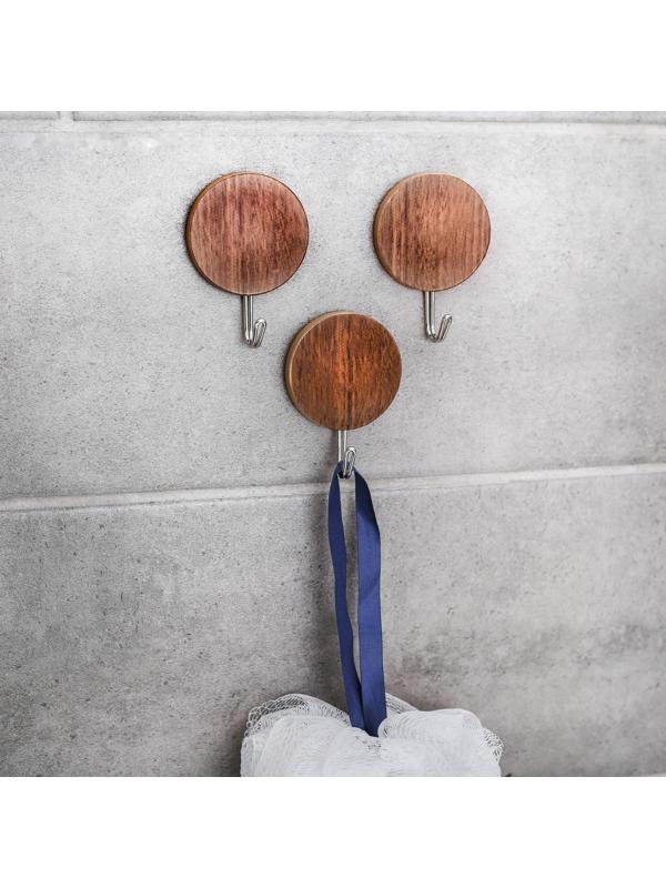 Крючок на липучке Доляна «Деревянные круги», 3 шт