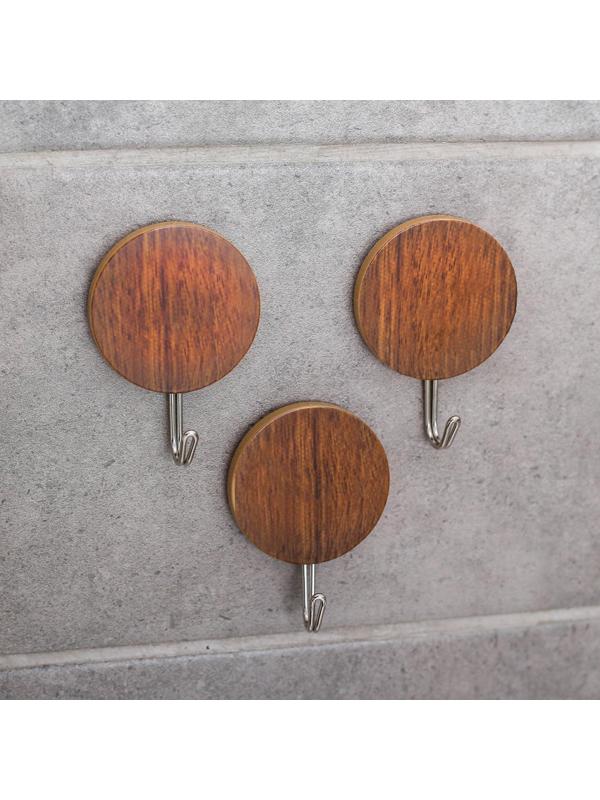 Крючок на липучке Доляна «Деревянные круги», 3 шт