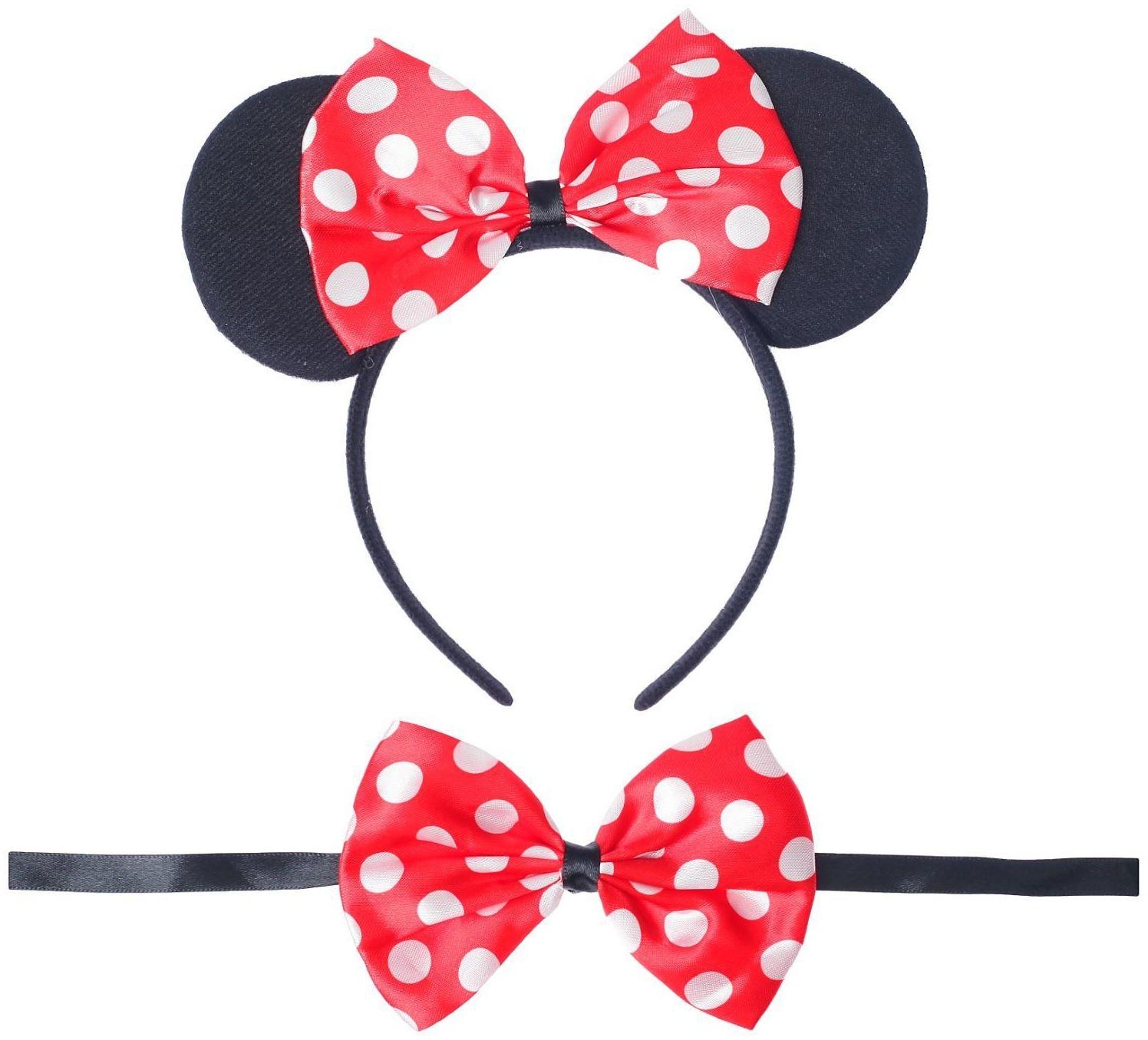 Карнавальный набор «Ушки», 2 предмета: ободок, бабочка, цвет красный