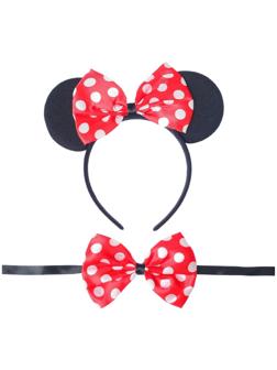 Карнавальный набор «Ушки», 2 предмета: ободок, бабочка, цвет красный