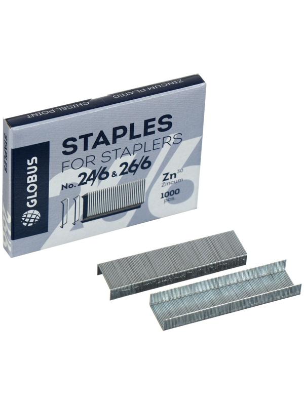 Скобы для степлера GLOBUS, 1000 шт., №26/6, высококачественная сталь
