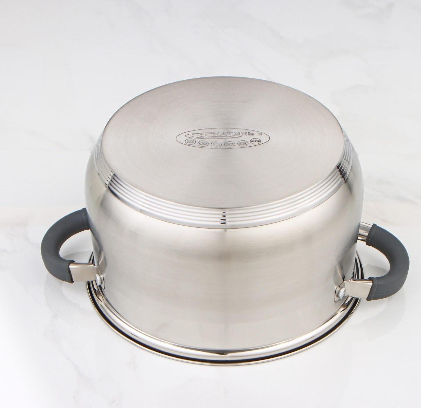 Кастрюля «Ирида», 5,2 л, d=22 см, капсульное дно, стеклянная крышка