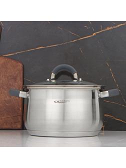 Кастрюля «Ирида», 5,2 л, d=22 см, капсульное дно, стеклянная крышка